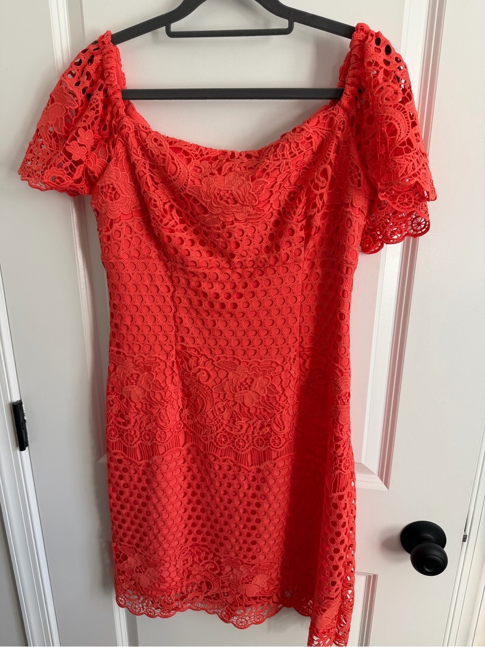 Ralph Lauren Coral crochet Off-Shoulder Dress